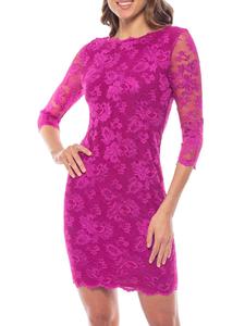 Мини-платье с фестончатым кружевом Marina, фуксия