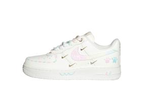 Nike Кроссовки Air Force 1 для скейтбординга, износостойкие, женские, белые, розовые