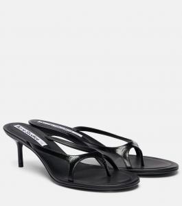 Бирюзовые сандалии-шлепанцы Beverly из лаковой кожи Acne Studios, черный