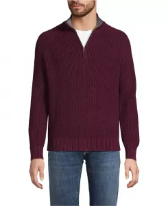 Мужской свитер Drifter с молнией на четверть Lands' End, красный