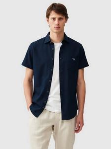 Текстурированная хлопковая рубашка Airtex с короткими рукавами и slim fit Rodd & Gunn, Ink