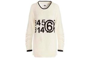 Свитер Mm6 Maison Margiela Intarsia с круглым вырезом и логотипом, белый