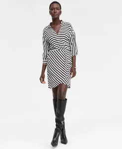 Женское полосатое платье с имитацией запаха I.N.C. International Concepts, черный