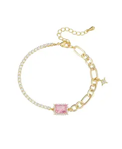 Браслет с прямоугольным дизайном из кубического циркония Macy'S, gold