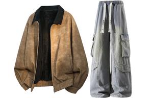 Повседневная спортивная одежда Unisex с лацканом Moderate X1617, коричневый cotton jacket+желтый mud pants