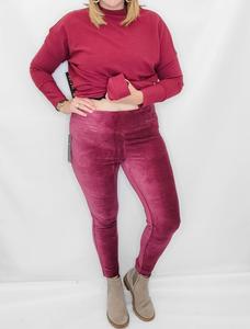 Велюровые утягивающие леггинсы в цвете рубинового вина TRIBAL, Ruby Wine