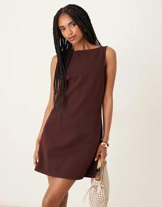 Джинсовое мини-платье ASOS DESIGN сливового цвета