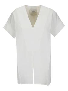 Футболка с V-образным вырезом и короткими рукавами Studio Nicholson, белый