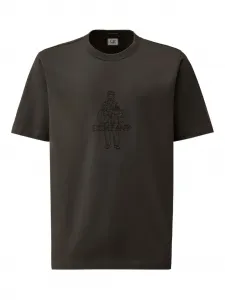 Футболка из хлопка с вышитым рисунком C.P. Company, серый