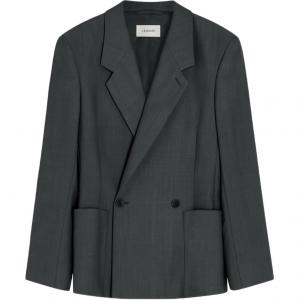 Двубортный пиджак с накладными карманами Lemaire, coal черный