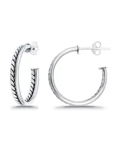 Серьги-Кольца из окисленной полированной трубки Macy'S, silver