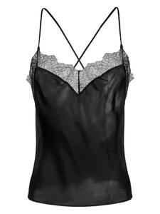 Maison Close шелковый топ на бретелях Rendez-Vous с кружевом, черный