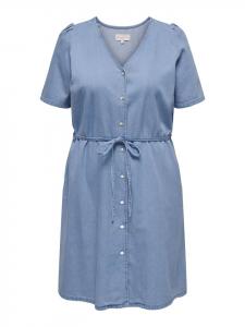 Платье до колена ONLY Carmakoma, светло-синий деним