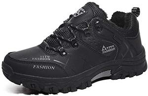 Мужские зимние ботинки Qacksv для походов, снегоступы, повседневные легкие водонепроницаемые зимние ботинки для снега, всепогодные дышащие ботинки до щиколотки, туристические походные ботинки, ботинки для походов для мужчин, Black-fur