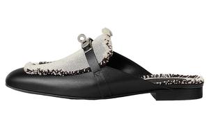 Тапочки женские Hermès, белый / черный