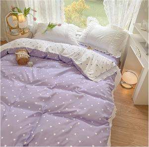 Zixmix Комплект постельного белья Kawaii с рюшами и кружевом Purple