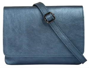 Сумка через плечо Cluty, натуральная кожа, производство Италия, синий