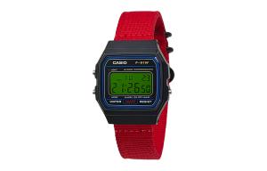 CASIO Мужские часы Retrofit Series с кварцевым механизмом и нейлоновым ремешком, черный циферблат