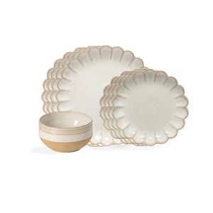 КОМПЛЕКСНЫЙ НАБОР «МАРРАКЕШ» (светло-коричневый, белый глянцевый), 12 предметов, на 4 персоны Costa Nova, светло-коричневый/глянцевый белый