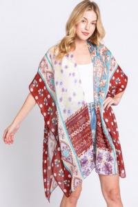 Кимоно в стиле бохо с цветочным принтом TRUEDAMES, коричневый