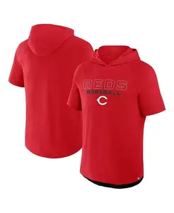 Мужская красная толстовка с капюшоном Cincinnati Reds Clubhouse Optimal Play реглан с короткими рукавами Fanatics