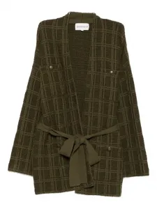 Фактурный кардиган с поясом Eric Bompard, зеленый