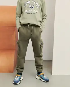 Детские однотонные карго штаны из флиса Kids El Corte Inglés, хаки