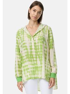 Блузка с капюшоном в стиле батик светло-зеленого цвета PM SELECTED
