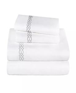 Комплект простыней с вышивкой из египетского хлопка плотностью 1000 нитей Superior, серебро