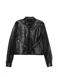 Кожаная куртка с заклепками и пуговицами Rick Owens, черный