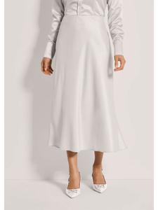 MADELEINE Атласная юбка миди жемчужно-белого цвета для элегантных случаев