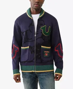 Мужской кардиган с нашивкой с логотипом True Religion, синий