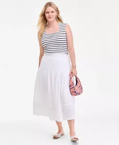 Женская хлопковая миди-юбка в несколько ярусов из марли On 34th, белый