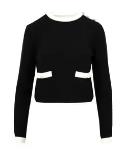 Пуловер с круглым вырезом и ребристым узором Kaos, черный