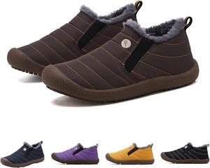 Снежные ботинки для мужчин и женщин 2025 с зимним утепленным плюшевым подкладом, высокие ботинки на голенище, удобные для прогулок на улице, с легким надеванием Generic, коричневый