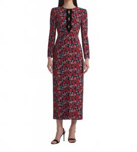 Jinx платье миди с длинными рукавами в цвете Follium Rouge Saloni, Follium Rouge