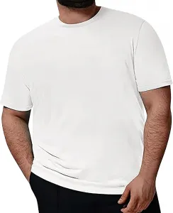 Мужская футболка с коротким рукавом и круглым вырезом, свободного кроя, плюс-сайз, однотонная, мягкая и дышащая