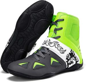 Профессиональные боксерские ботинки для мужчин и женщин, для соревнований, тренировок, борьбы, легкие, нескользящие, высокие, спортивные, фитнес-ботинки, обувь для тяжелой атлетики и тхэквондо Generic, зеленый