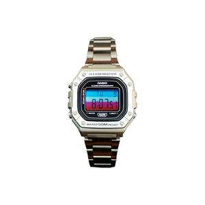CASIO Часы G Shock W 218HD 1A, Silver Dial with Blue and Red Stripes, Watch Crystal