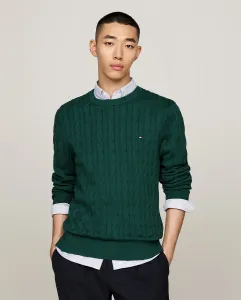 Мужской джемпер с косами и круглым вырезом Tommy Hilfiger, темно-зеленый