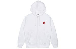 CDG Play Comme Des Garcons Play женская красная худи с молнией и накладным сердцем white