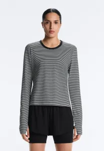 Полосатая техническая футболка с длинными рукавами Oysho, Black