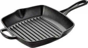 Чугунная сковорода-гриль , чугун, 27x27x7 см, черная Stellar
