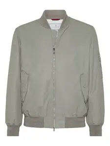 Бомбер на молнии Brunello Cucinelli, зеленый