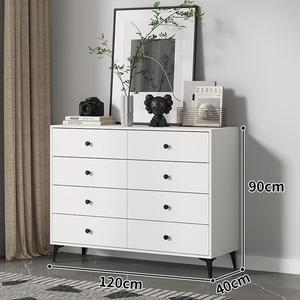 Mikemijia Комод 120х40х89 см для спальни и гостиной настенный, 8 ящиков, белый, современный дизайн, самостоятельная сборка