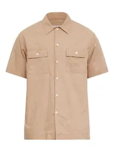 Рубашка с короткими рукавами и нагрудным карманом Mm6 Maison Margiela, бежевый