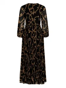 Платье миди с плиссированной юбкой и принтом в виде цепочек ZIMMERMANN, черный