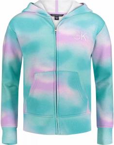 Calvin Klein для девочек, толстовка с капюшоном на молнии, Aqua Sky