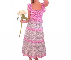 Платье миди Fleur в смешанном принте BELL, Mixed Prints