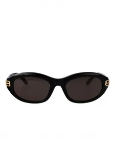 Солнцезащитные очки с овальной оправой и логотипом Balenciaga, черный